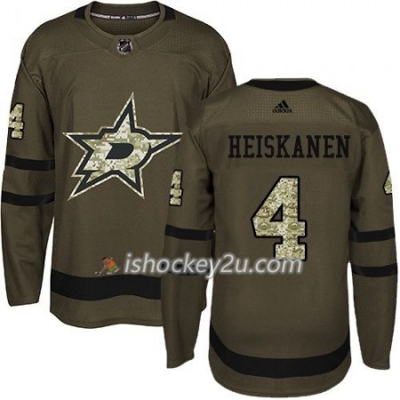 Mænd NHL Dallas Stars Jacket Trøje Miro Heiskanen 4 Adidas 2017-2018 Camo Grøn Authentic